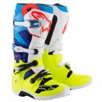 Bota Alpinestars Tech 7 Amarelo/Branco/Azul Ciano