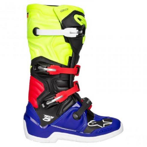 Bota Alpinestars Tech 5 Azul/Preto/Amarelo Flúor/Vermelho